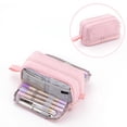 thumbnail image 1 of Under $2 Large Pencil Case, Japanese Style Pencil Case - Multi-Layer Storage with Clear Window Design (24X12Cm), Jumbo Stationery Organizer, Pink, By Goohae, 1 of 6