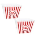 thumbnail image 1 of (2) Large Plastic Popcorn Tubs White & Red Popcorn Bucket Reusable Container for Family Home Movie Nights Summer Spring Holiday Carnival Birthday Themed Party Decorations t & CUSTOM Storage Carrier, 1 of 8