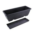 thumbnail image 1 of 2 Large Rectangular Planting Pots 36x15x19cm Dark Grey Plastic for Balcony, 1 of 6