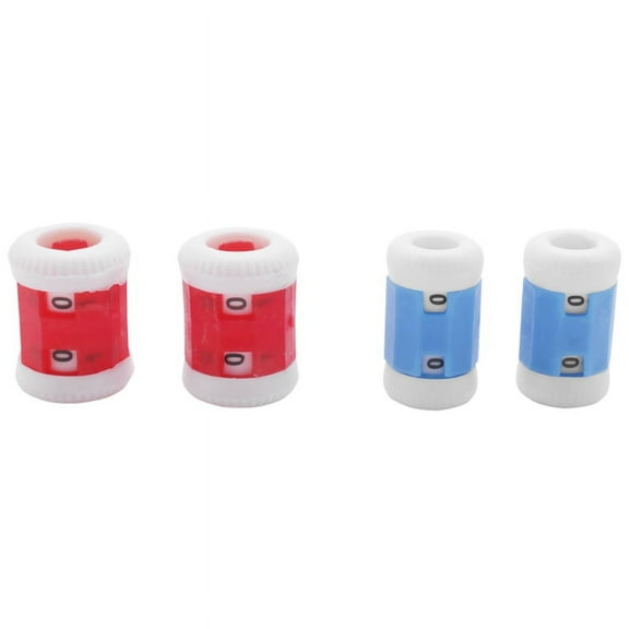 2 Large Red Plastic Knit Knitting Needles Row Counter +2 Small Blue (Large 2.2 * 1.5cm+Small 1.2cm)