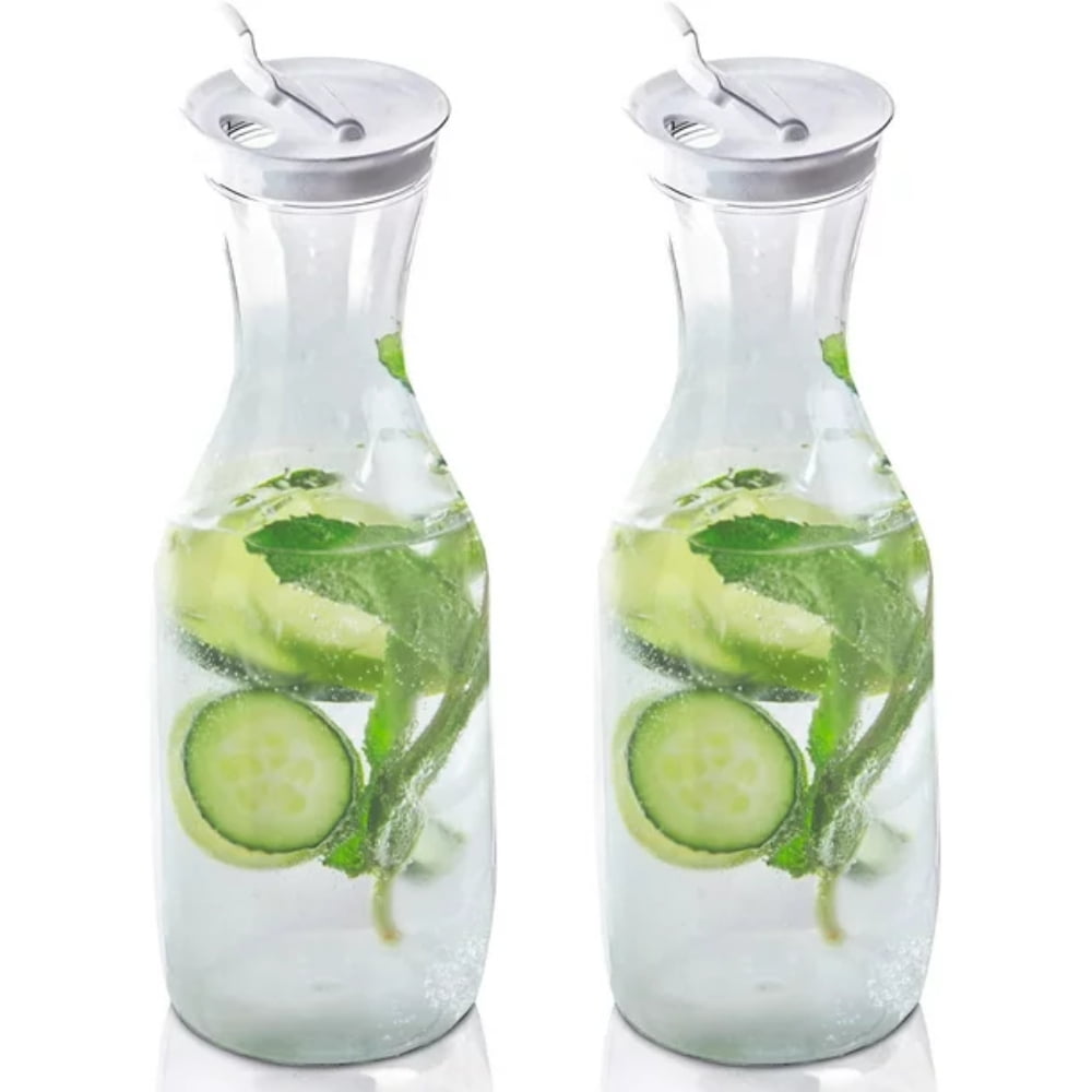 3x Tallo Glass Bottles Fridge Water Juice Storage Serving Decanter