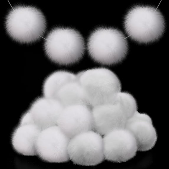 2'' Large White Pom Poms for Crafts - 30 pcs Faux Fur Pompoms Fluffy Balls for Fall Decorations Christmas Decor Handmade Gifts