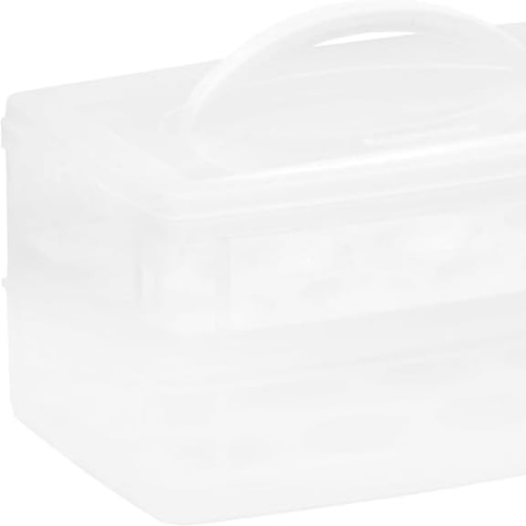 (2-Layer, 24 Eggs) Plastic Detachable Deviled Egg Carrier Storage Container With Lid and Handle, zer Dishwasher Microwave Safe