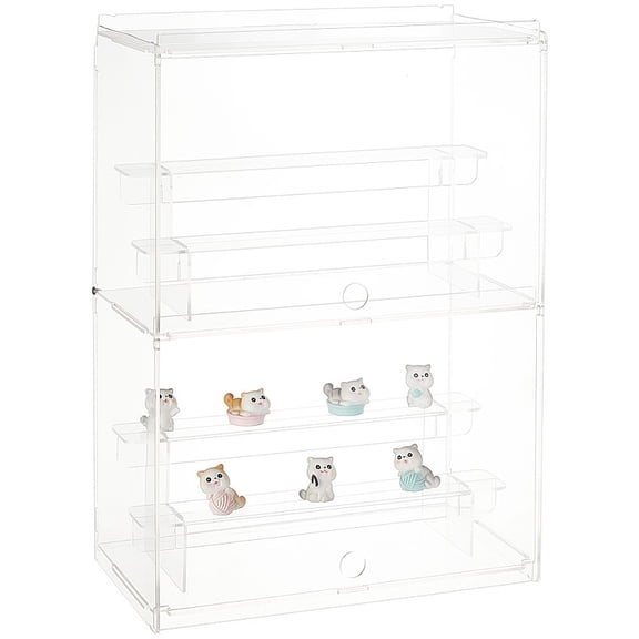 2-Layer 3-Tier Acrylic Minifigures Display Case Dustproof Dolls Storage Box for Models Toys Action Figures Rectangle Clear 31.7x17.6x43.6cm for DIY