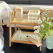 2-Layer Bamboo Tiered Storage Rack,Stand Utility Storage Shelf,for Kitchen, Office & Dorm - Beige Space-Saving Organizing Rack for Books, Cosmetics & Supplies