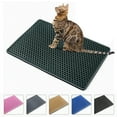 thumbnail image 1 of 2-Layer Cat Litter Mat Litter Trapper Green Traps Litter from Box, Soft on Kitty Cat Paws Honeycomb Double-Layer, Helps to Waste Less Litter on Floors Size 21" X 14", 1 of 8
