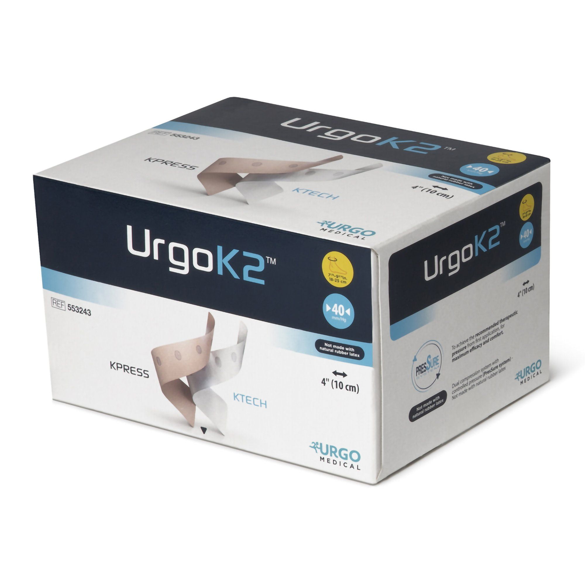 2 Layer Compression Bandage System URGOK2 4 X 7-1/8 to 9-3/4 Inch Self-Adherent Closure Tan / White NonSterile Regular 40 mmHg (EA/1)