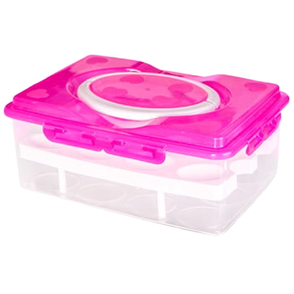 2-Layer Deviled Egg Container With Lid,24 Grids Egg Tray With Handle,Egg Storage Container With Lid,Portable Food Storage Platter For Party Picnic Travel,Egg Holder For Refrigerator,Red