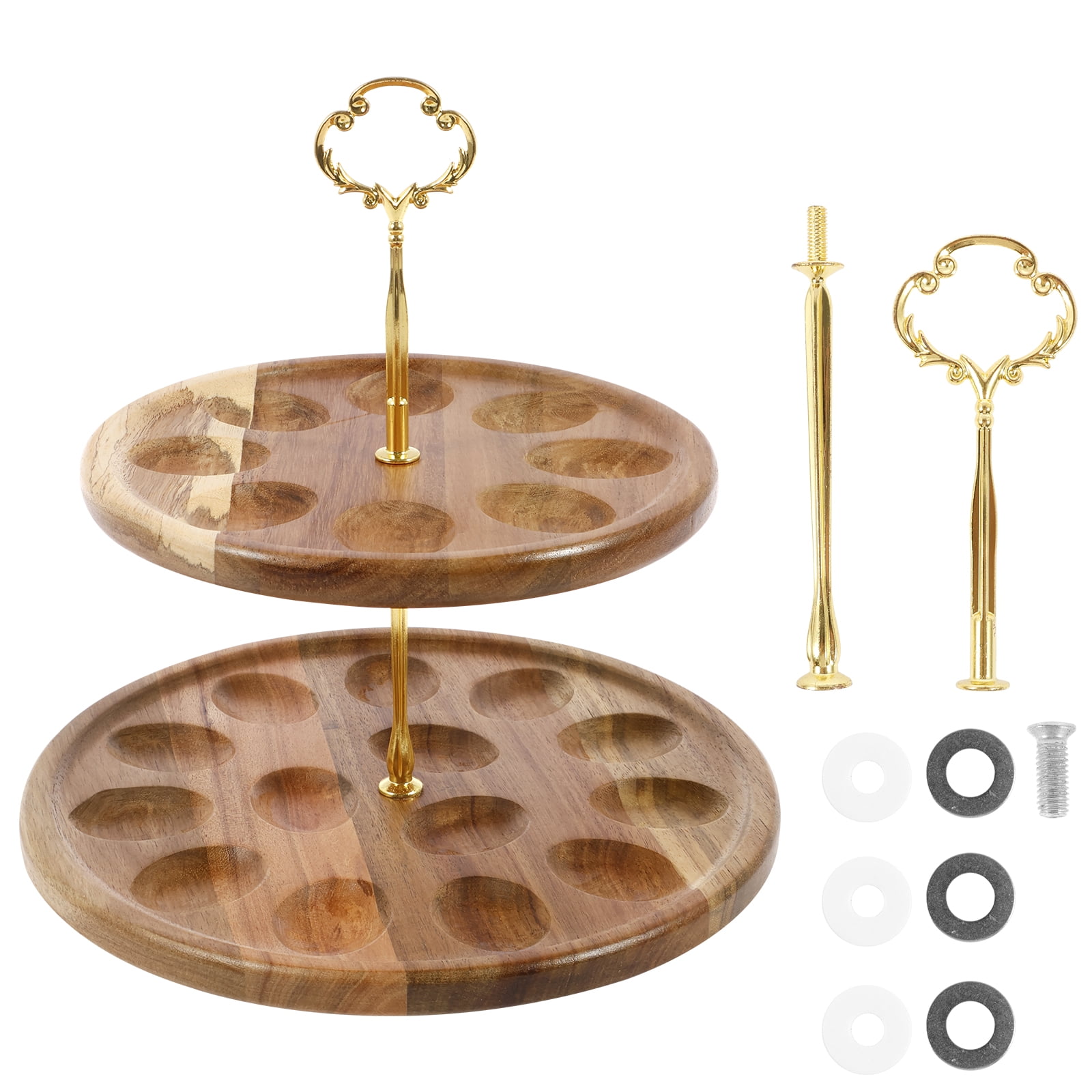 Jetcloudlive 2 Layer Deviled Egg Platter 22 Holes Acacia Wood Deviled Egg Tray Practical Deviled Egg Serving Tray Multipurpose Deviled Egg Stand for Home Kitchen Party Holiday