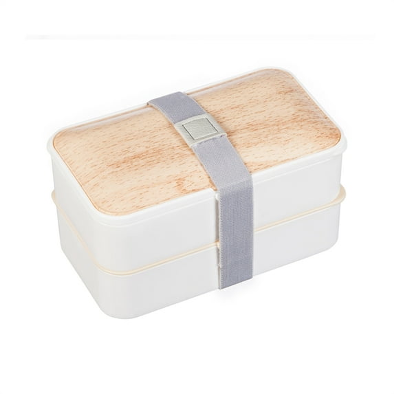 2-Layer Divided Lunch Box with Utensils, White
