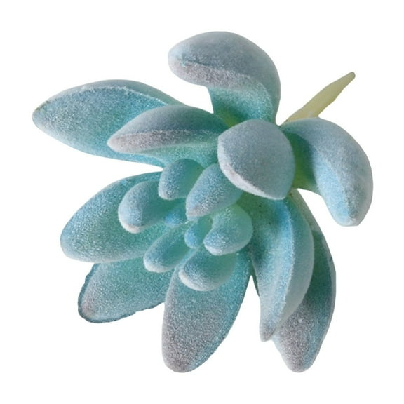 2-Layer Faux Succulent Plant - Blue-Toned Flocked Fake Cactus with Mini Design for Home Decor, Office Display, Shelf Accent, Desk Ornament