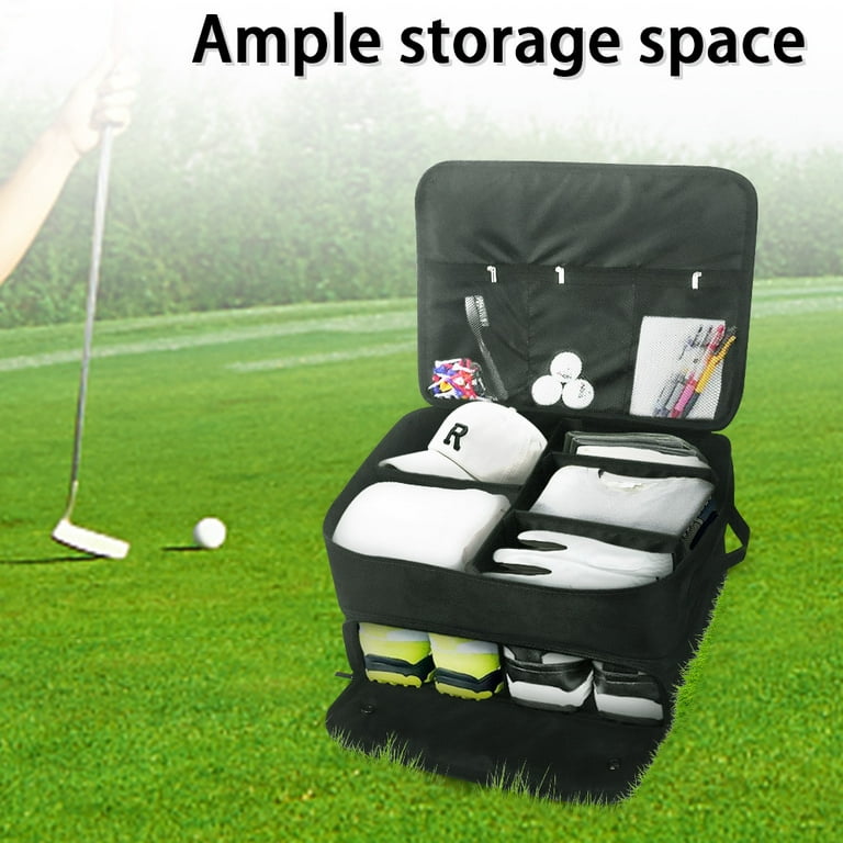 2 Layer Golf Trunk Organizer, Waterproof Car Golf Locker with Separate  Ventilated Compartment for 2 Pair Shoes, Durable Golf Trunk Storage for  Balls, Tees, Clothes, Gloves, Accessories, Golf Gifts 