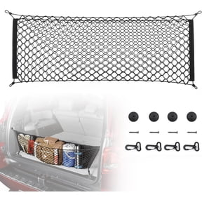 2-Layer Heavy Duty SUV Truck Cargo Net, 43 x 23 Inch Universal Bed Net with Hooks, Adjustable Highly Elastic Storage Organizer Mesh Net Compatible for Pickup Truck SUV