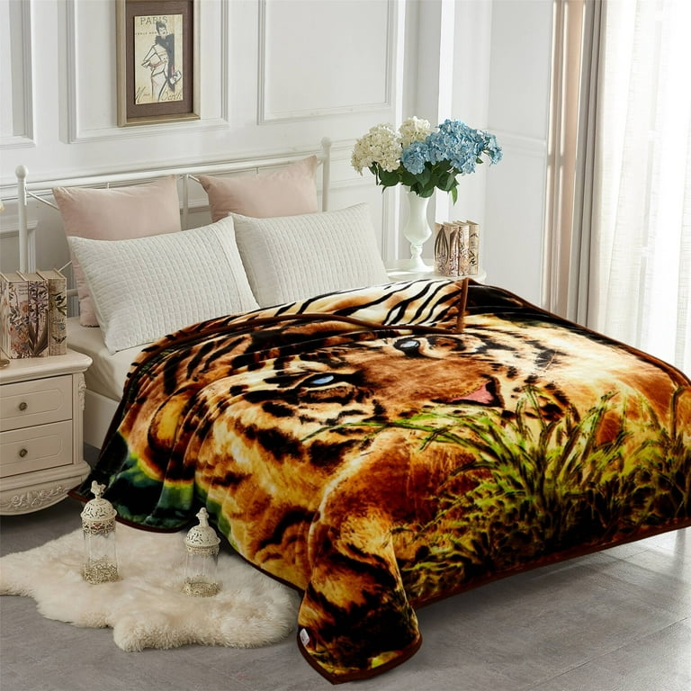  Fur Accents Exotic Animal Fur Bedspread, King Size