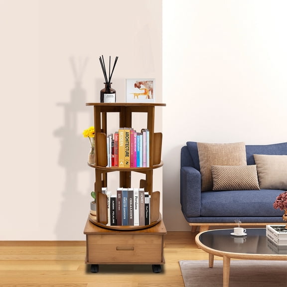 2-Layer Large Capacity Rotating End Table Side End Table Living Room Furniture
