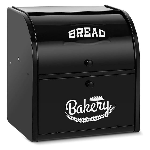 2 Layer Metal Bread Boxes, Bread Box Storage Bin Kitchen Container with ...