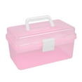 thumbnail image 1 of 2-Layer Plastic Dividing Storage Box, Craft Organizer and Storage with Handle and Removable Tray, Portable Handled Art Supply Organizer, Multipurpose Home Utility Box for Medicine, Sewing, Pink, 1 of 9