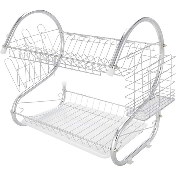 2 Layer Plate Rack LiudFs Kitchen Organization Dish Rack Utensil Holder Kitchen Storage Kitchen Accessories Drying Rack Kitchen Organizer Storage Organizer Dish Drainer Drying Rack Kitchen