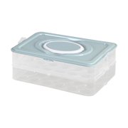 2-Layer Portable Egg Carton with Handle, 48-Egg Capacity Plastic Deviled Egg Tray with Lid, Refrigerator and Travel Egg Holder for Kitchen and Picnics Nordic Blue