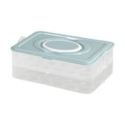 2-Layer Portable Egg Carton with Handle, 48-Egg Capacity Plastic Deviled Egg Tray with Lid, Refrigerator and Travel Egg Holder for Kitchen and Picnics Nordic Blue