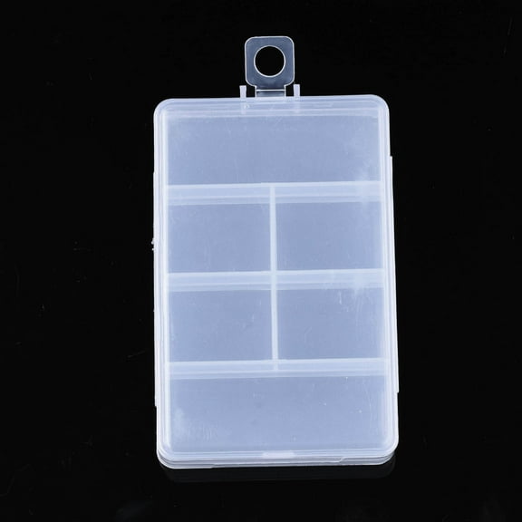 2-Layer Rectangle Polypropylene(PP) Bead Storage Containers with Hinged Lid and 12 Grids for Jewelry Small Accessories Cuboid Clear 12x6.4x2.2cm Hole: 8mm compartment: 23x29.5mm and 23x60mm