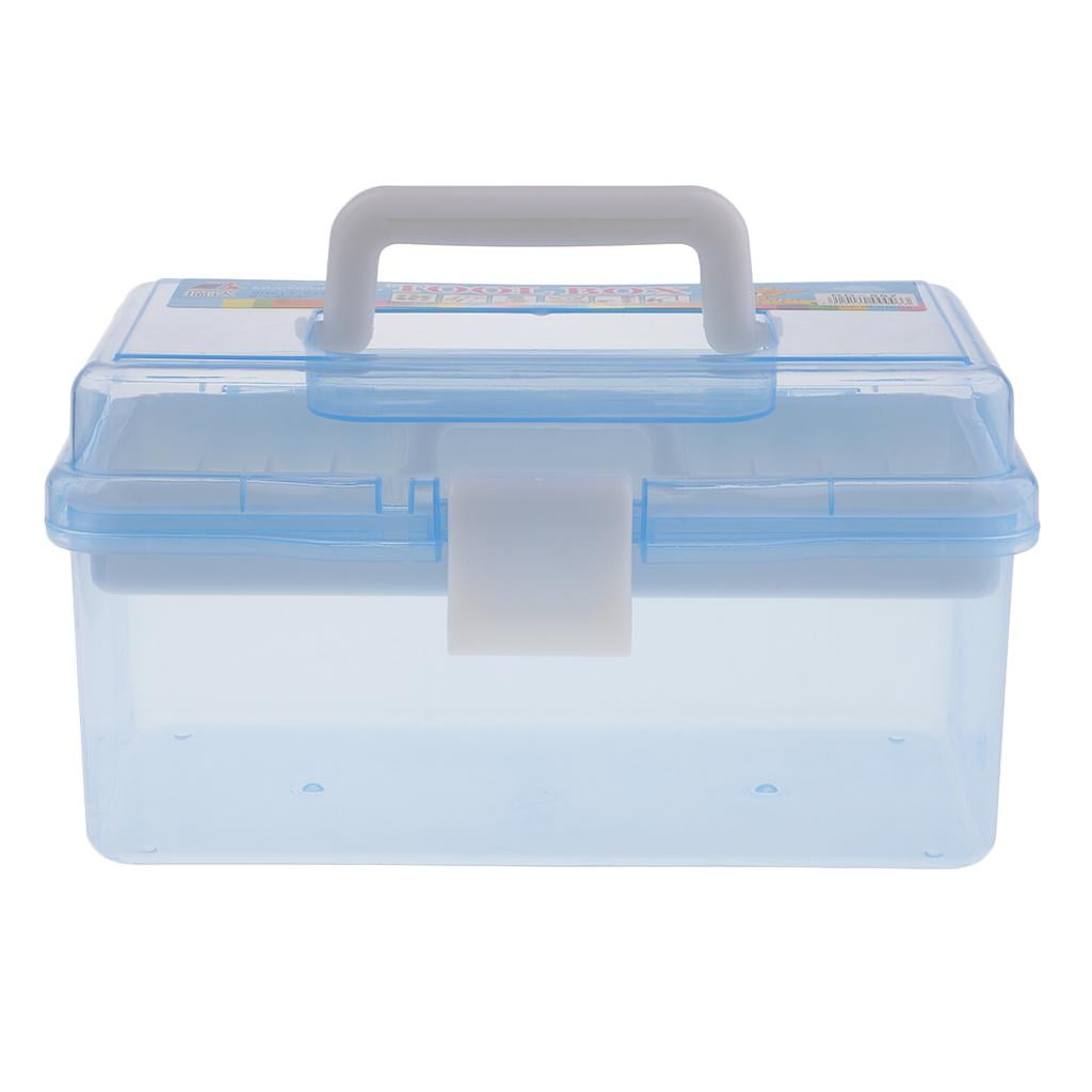 2 Layer Sewing Thread Painting Tool Storage Case Organizer Box Blue