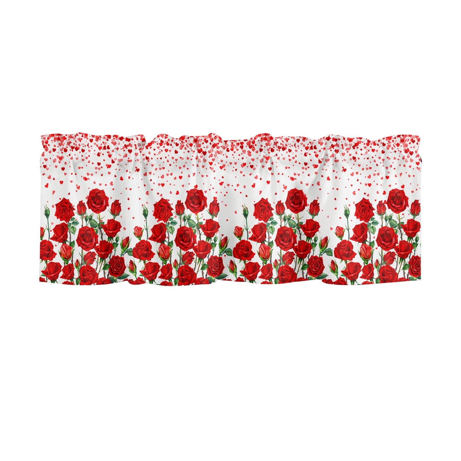 2 Layer Shower Curtain Valentine's Day Love Plaid Kitchen Curtain