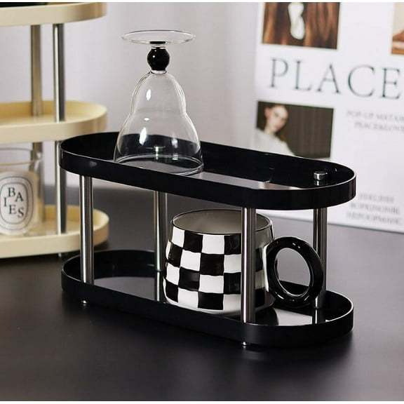 2-Layer Sink Caddy Instant Dry Kitchen Sink Organizer Sponge Holder for Kitchen Sink Modern Home Black,11.81 x 4.72 x 5.35"