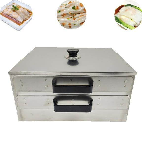 2 Layer Stainless Steel Steamer Cooker Rice Noodle Rolls Machine with 3 Drawer Tray
