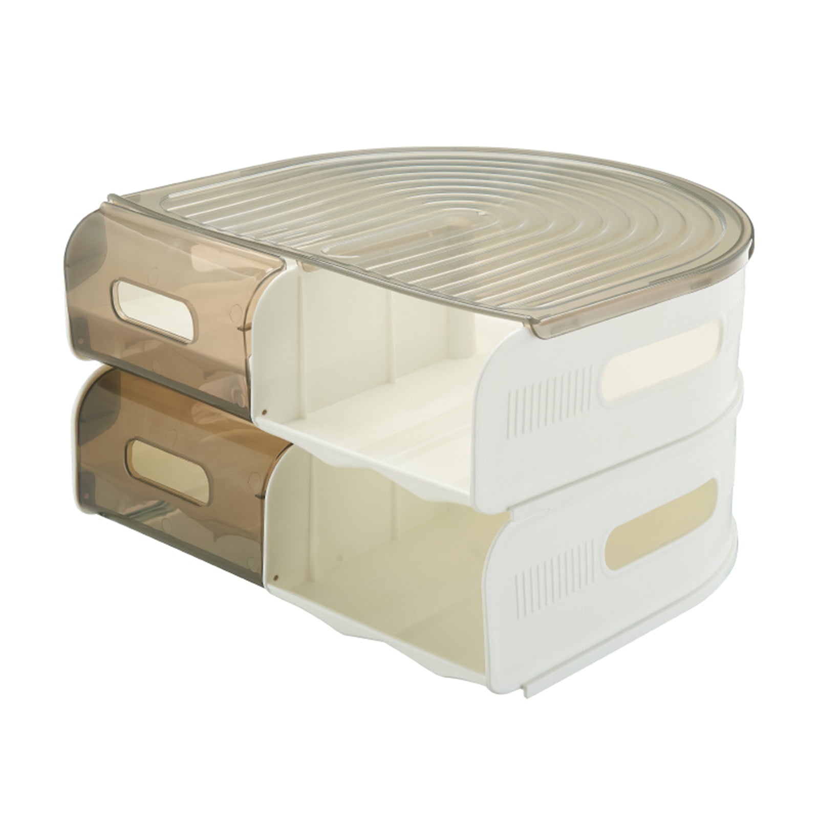 2 Layer U Shape Eggs Storage Box Roll Out Design Clear Refrigerator Organizers Safe Plastic Kitchen Tool