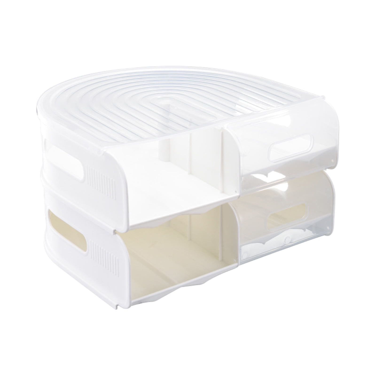 2 Layer U Shape Eggs Storage Box Roll Out Design Clear Refrigerator Organizers Safe Plastic Kitchen Tool
