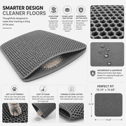2-Layer Urine and Water Proof Scatter Control Cat Litter Mat, Honeycomb Gray