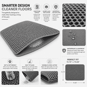 2-Layer Urine and Water Proof Scatter Control Cat Litter Mat, Honeycomb (Gray)