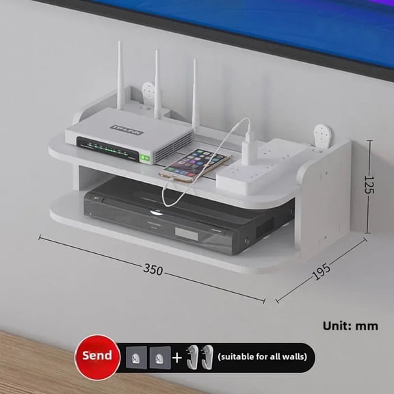 2 Layer Wall Shelf Pc Dvd Player Tv Box Router Shelf 2tier No Punch Shelves Storage Rack Set-Top Box Bracket Living Room Stand