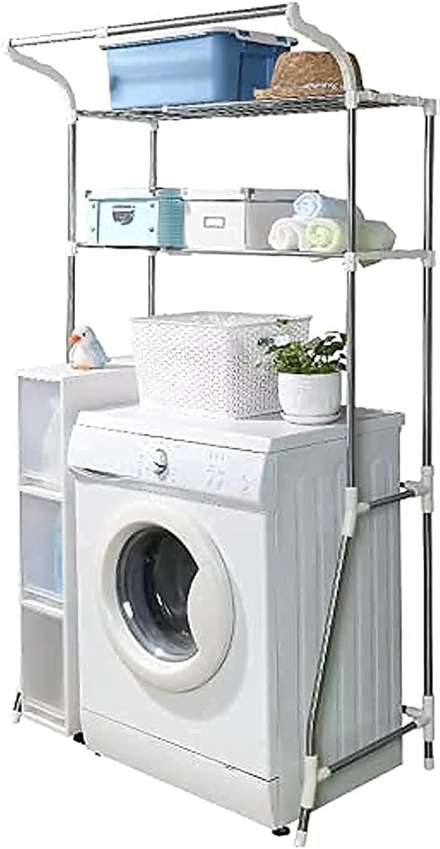 Washer Bottom Rack 2-Layer Over Washing Machine Storage Rack Utility Metal Bathroom Shelf ...