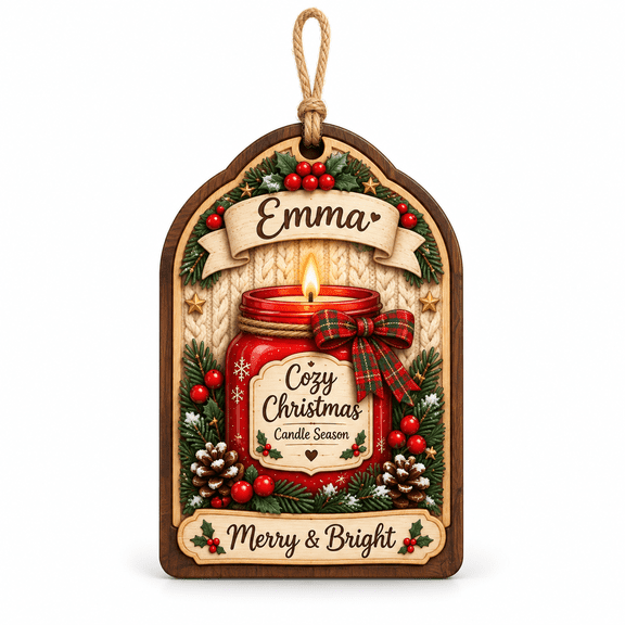 2-Layer Wooden Ornament Cozy Christmas Candle Tree Hanging for Home Fragrance Lovers