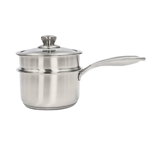 2 Layers 1297ml/ 1.37qt Non-Stick Steaming Pot Home Complementary Food Pot Spill-Proof Pot