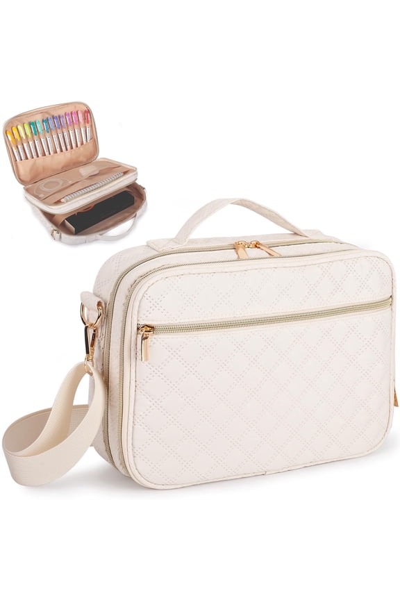 2 Layer Large Bible Carrying Case for Women, Church Bag with Handle, Shoulder Strap and Storage Pocket Protector