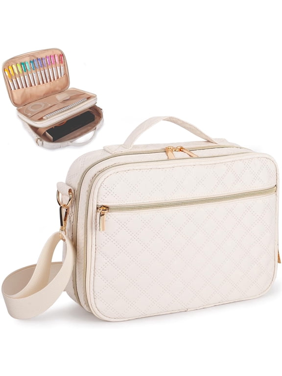 2 Layer Large Bible Carrying Case for Women, Church Bag with Handle, Shoulder Strap and Storage Pocket Protector