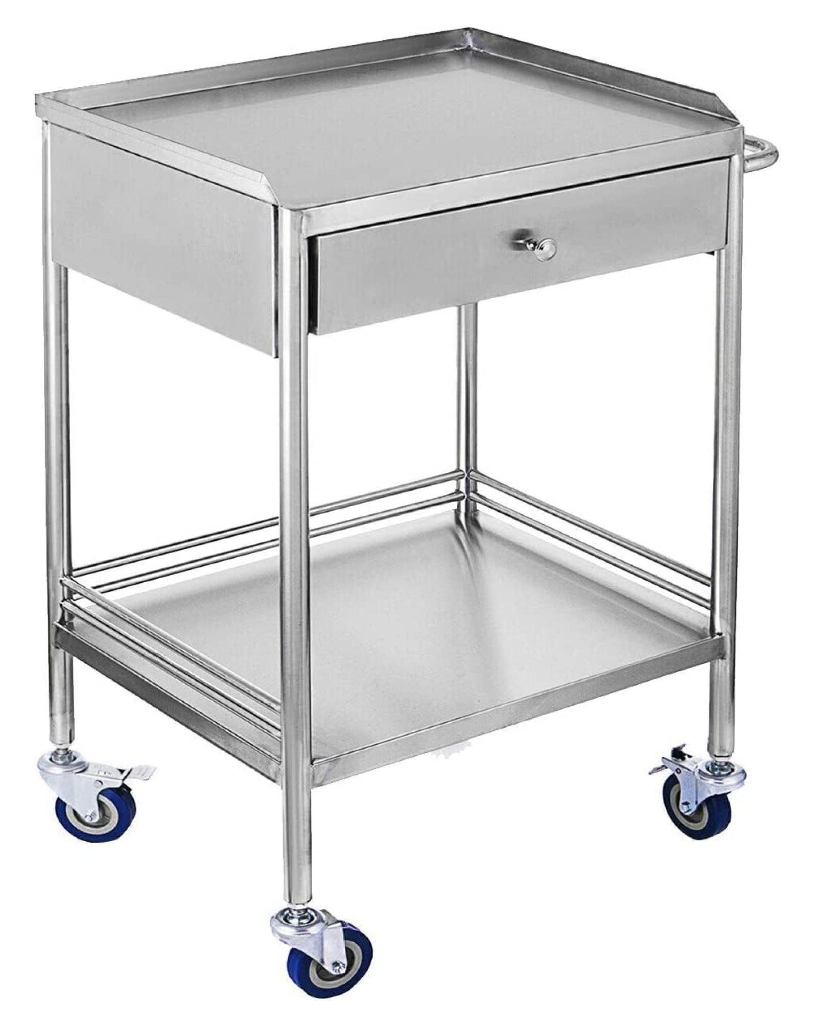 2 Layers Cart Trolley,Stainless Steel Medical Carts with Wheels Lab