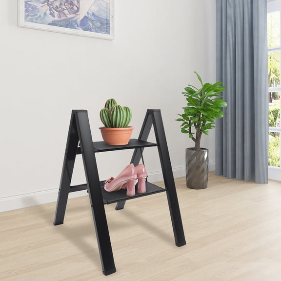 2 Layers Folding Step Stool Portable Folding Step Stools for Adults Office Home Kitchen
