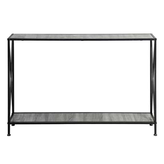 2 Layers Forked Console Table MDF Countertop Black Wrought Iron Base