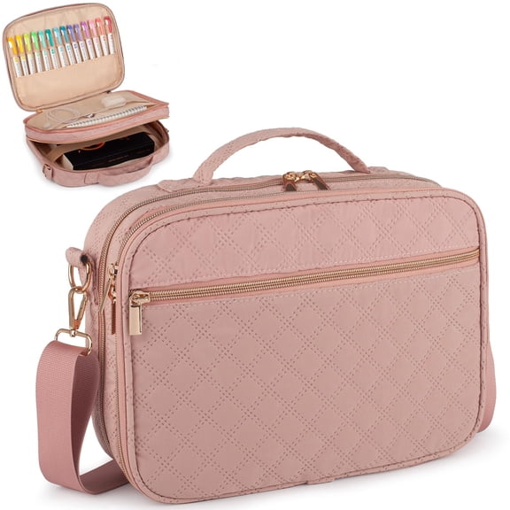 2 Layers Large Bible Cover for Women,with Handles Shoulder Strap, Church Bag with Pocket