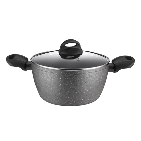 2 Layers Non-Stick Bakelite Soft Touch Pressed Aluminum Casserole & Glass Lid with Induction Bottom - 8.7 inch