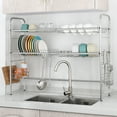 thumbnail image 1 of 2 Layers Stainless Steel Dish Rack Drainer Height Adjustable With Chopsticks Rack Double Sink, 1 of 3