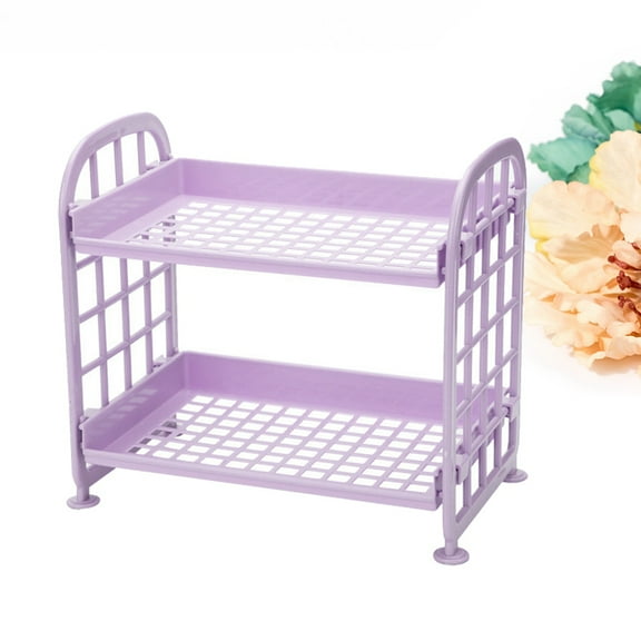 WHAMVOX 2-Tier Stackable Plastic Storage Shelf Organizer for Kitchen and Bathroom Countertop, Design