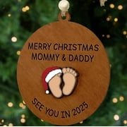 2 Layers Wooden See You in 2025 Babys First Christmas Ornament, Newborn Gifts, Thanksgiving Decorations, Christmas Décor