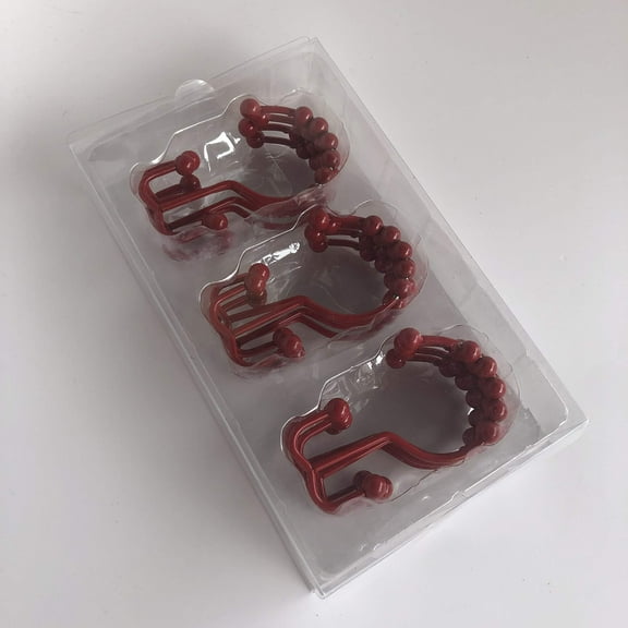 2 Lb Depot Red Shower Curtain Hooks Rings Set of 12, Rust-Resistant Stainless Steel