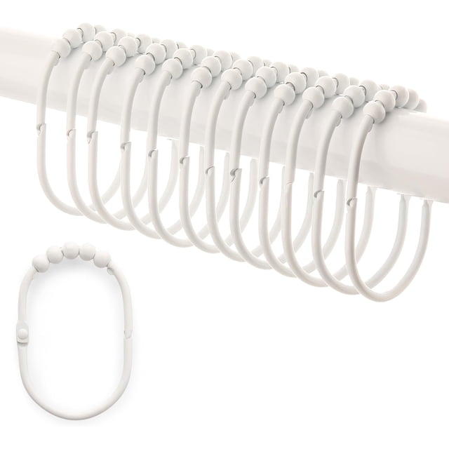 2 Lb Depot White Shower Curtain Rings Hooks, Rust-Resistant Metal ...