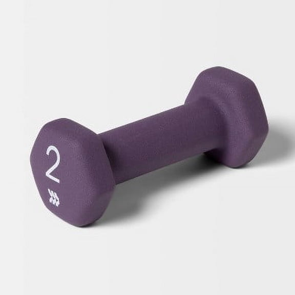 2-Lb Violet Dumbbell, PVC-Coated Iron-Filled Single Weight for Strength Training